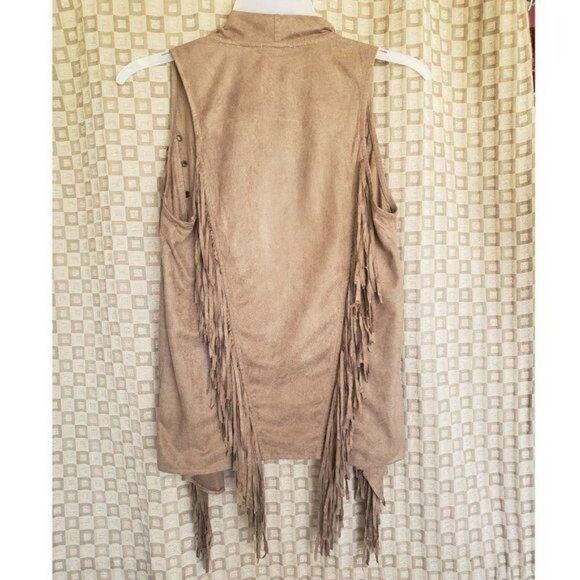 Women's Open Suede Fringe Waterfall Cardigan Sweat - Picture 4 of 5